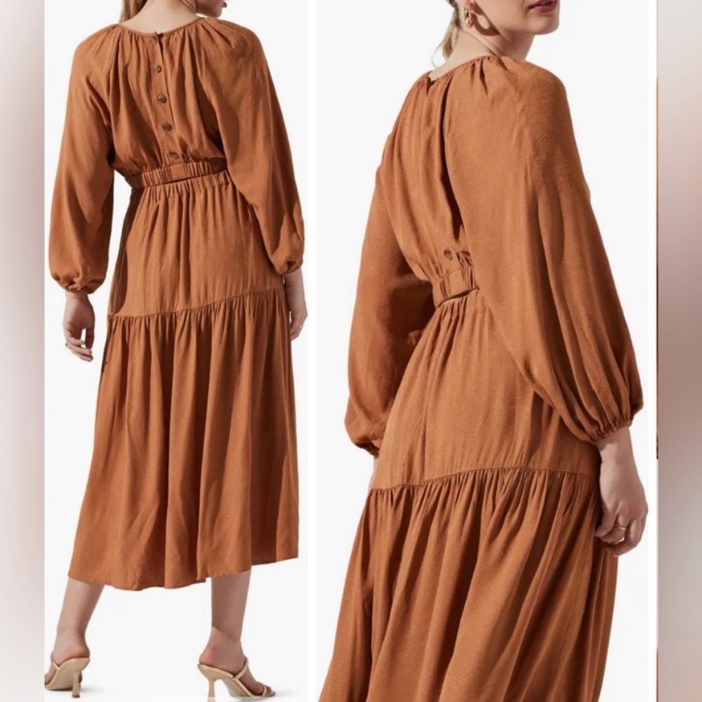 ASTR THE LABEL Cutout Long Sleeve MIDI Dress ‼️